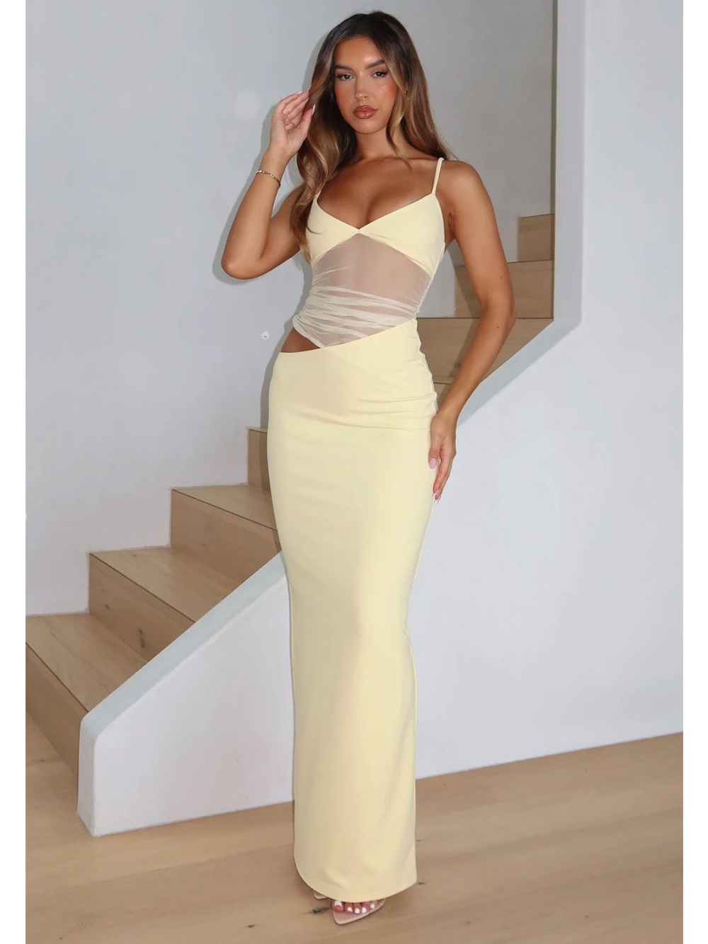 White Fox Boutique Call Me Up Maxi Dress in Lemon